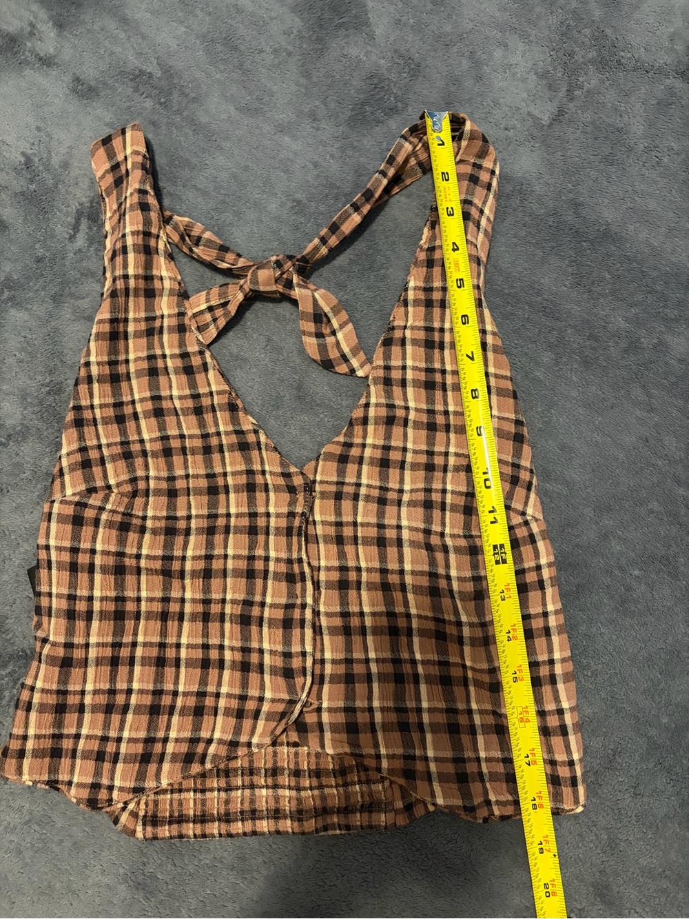 Volcom Brown Plaid Tie-Back Cropped Tank - Picture 2 of 6